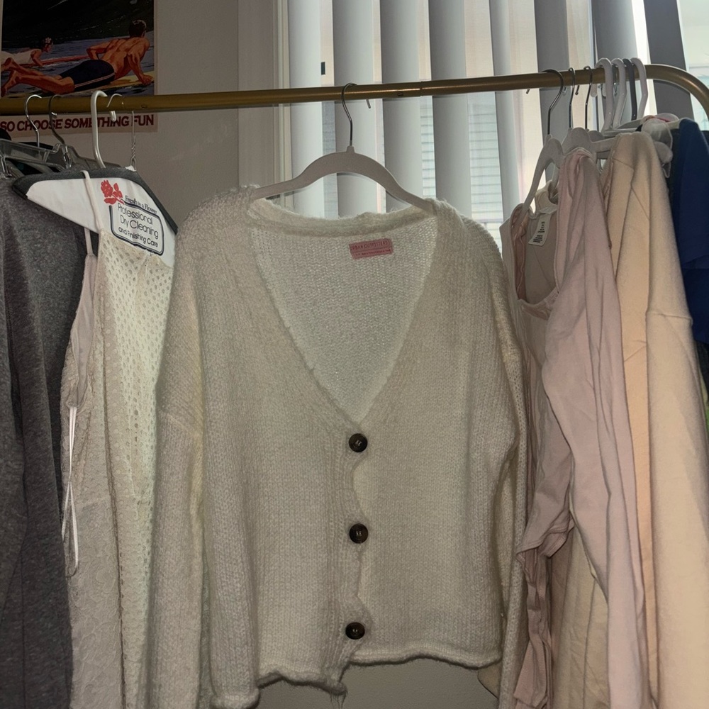 Cozy White Button-Up Sweater